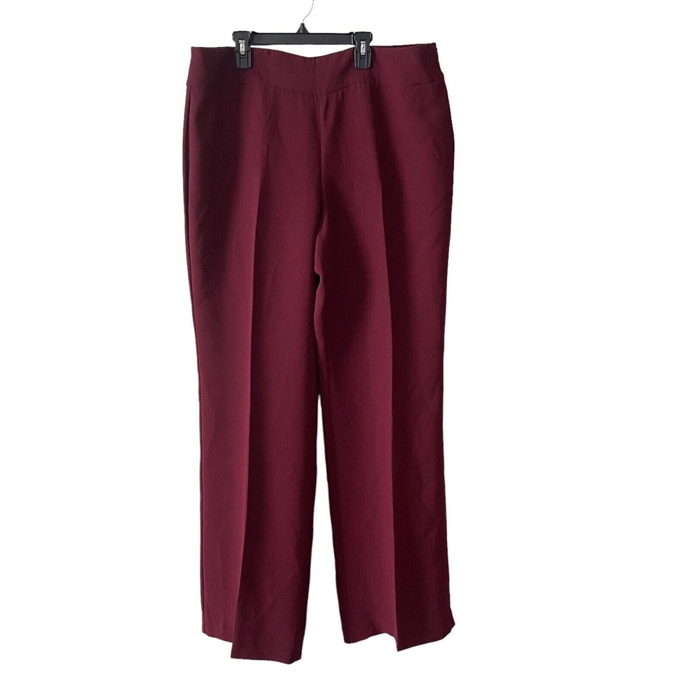 Talbots 16 LONG Heritage Trousers Maroon Wide Leg Dress Pants NWT